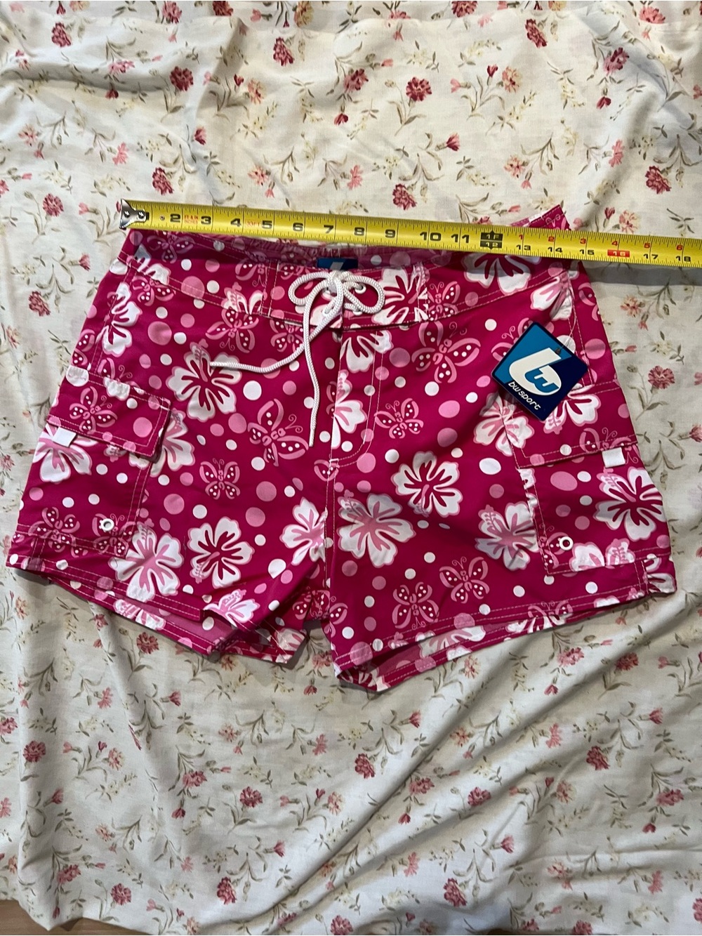 Cute Pink Floral Swim Shorts for Women size 8 - Picture 4 of 4